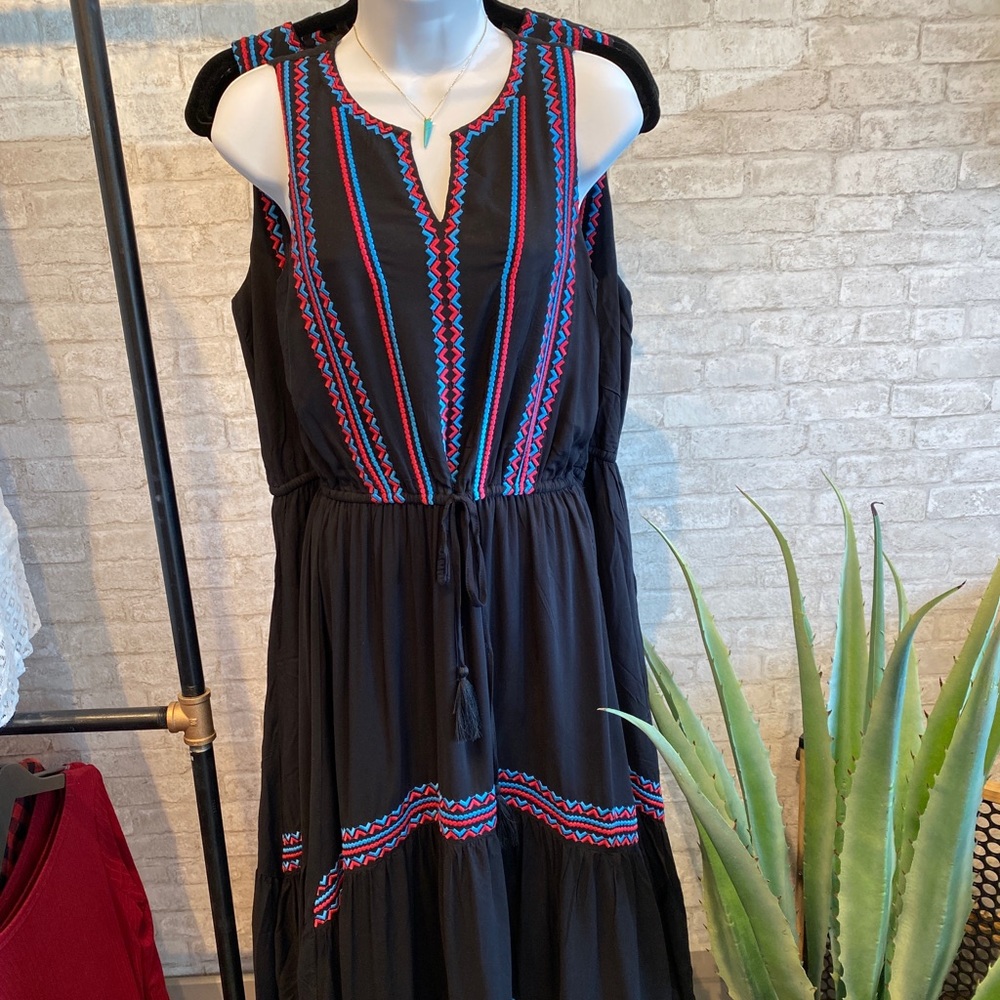 Andree sleeveless high low embroidered dress